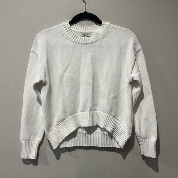 Quince Other - Quince Organic Cotton Crewneck High-Low Sweater Kids 12 White Classic Minimalist